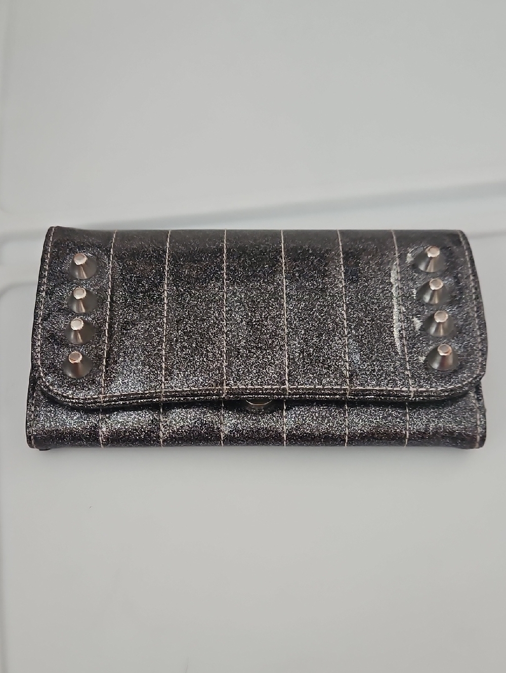 Lux DeVille Metallic Grey Studded Women's Wallet